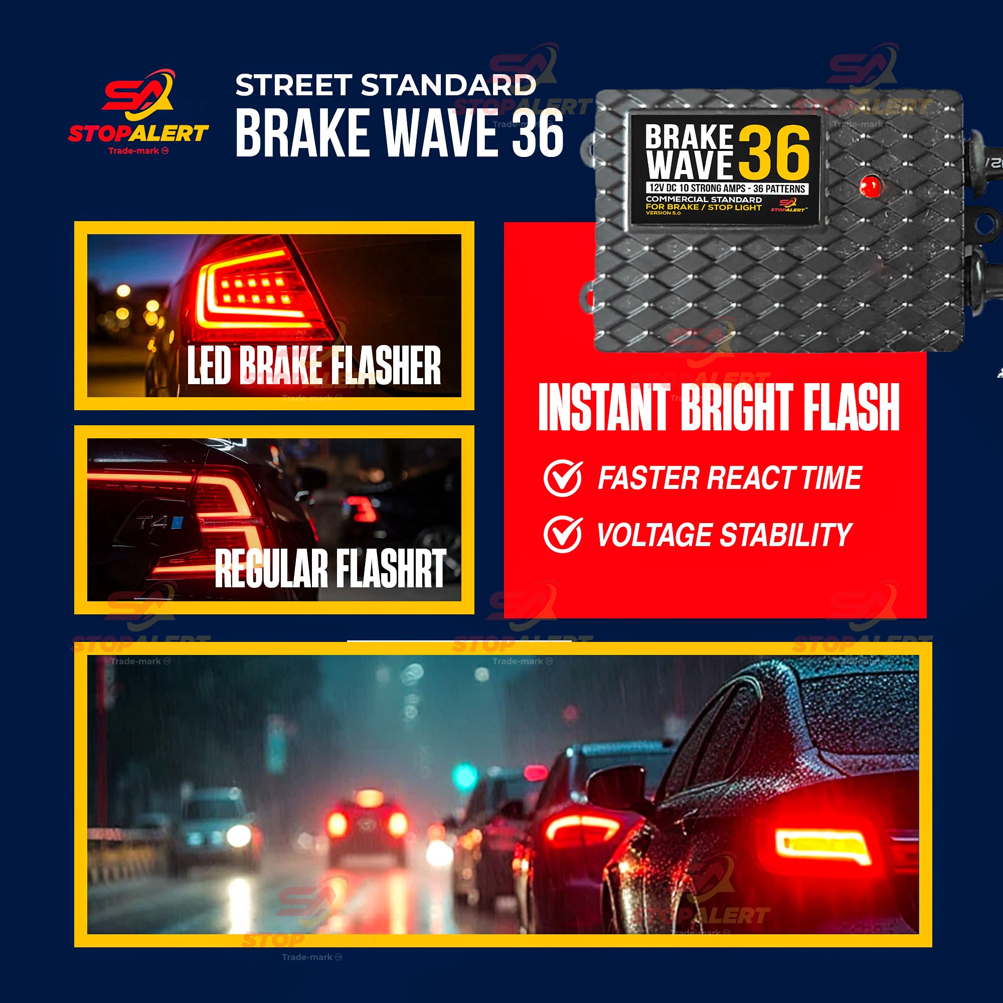 Brake Wave 36 - HEAVY DUTY 36 Light Selectable Flashes