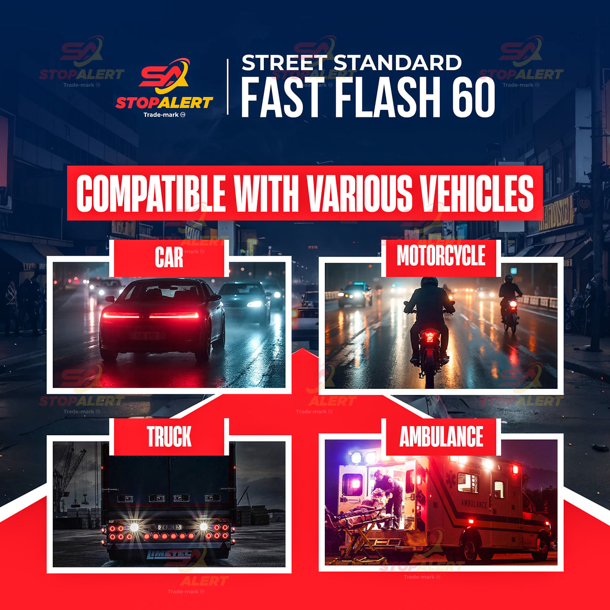 Stop-Alert FastFlash 60 Brake Flasher Module, led Tail Light Relay Pre-programmed pattern