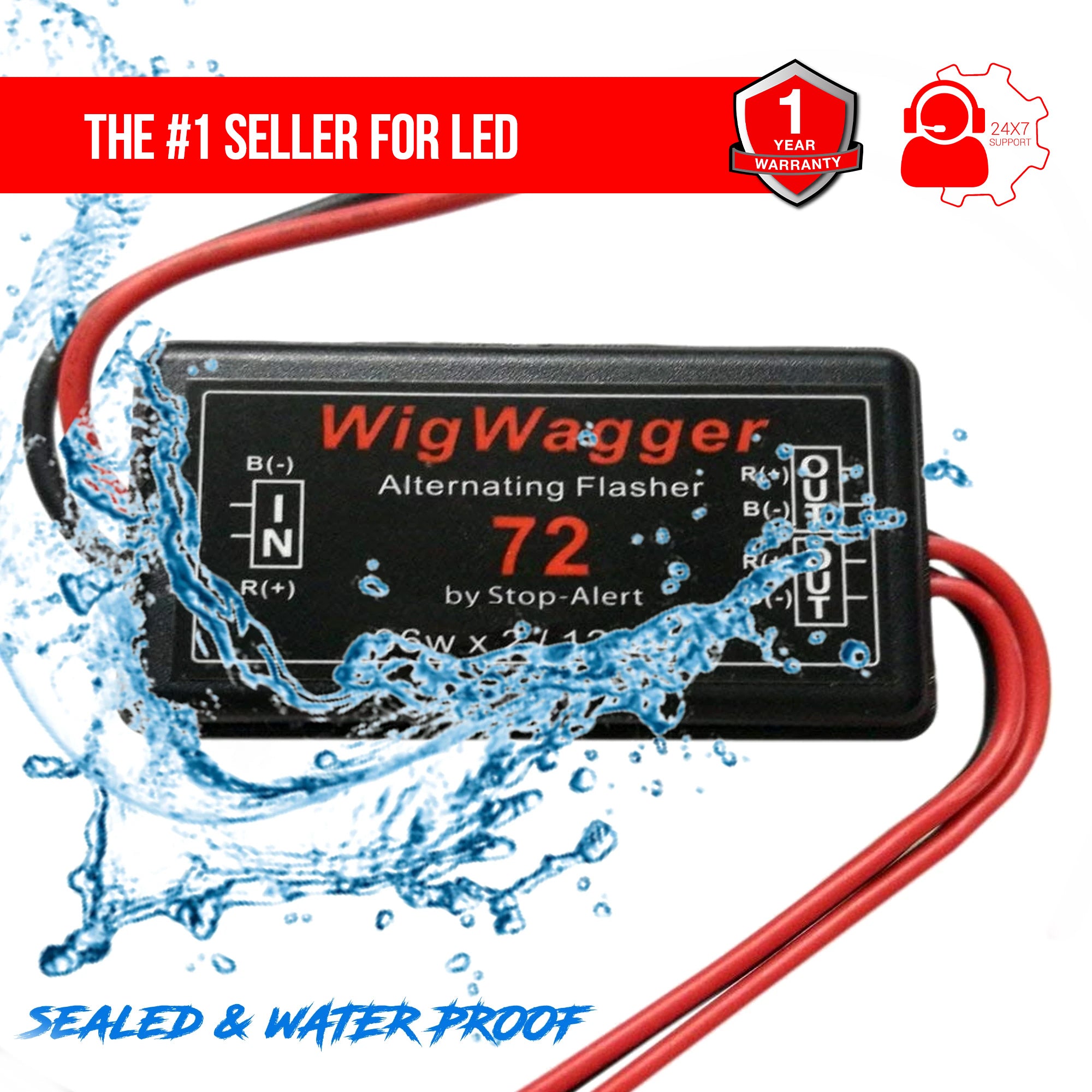 WigWager m72 - Emergency Vehicle LED Flasher Relay - Waterproof, 12-24V